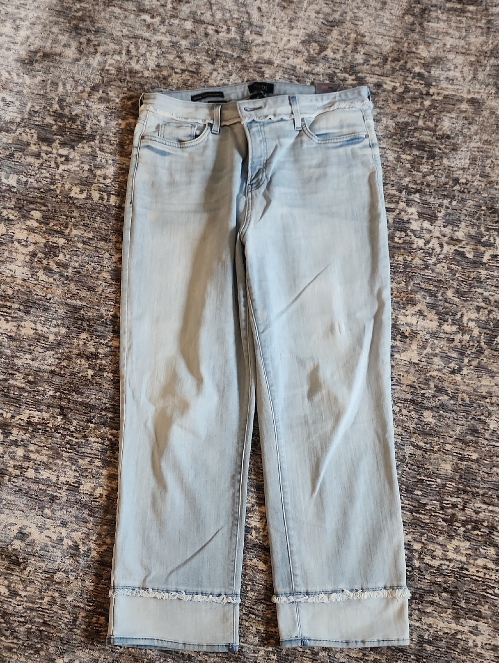 NYDJ Light Blue Jenna Straight Ankle Jeans with Cuff Detail